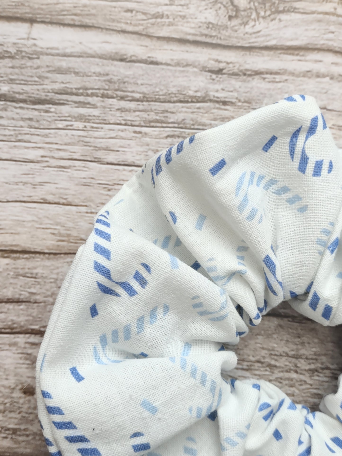 "Frosty Canes" White Cotton Candy Cane Print Hair Scrunchie (Limited)