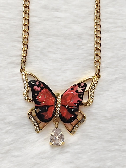 "Romantic Butterfly" Gold Stainless Steel Butterfly Necklace