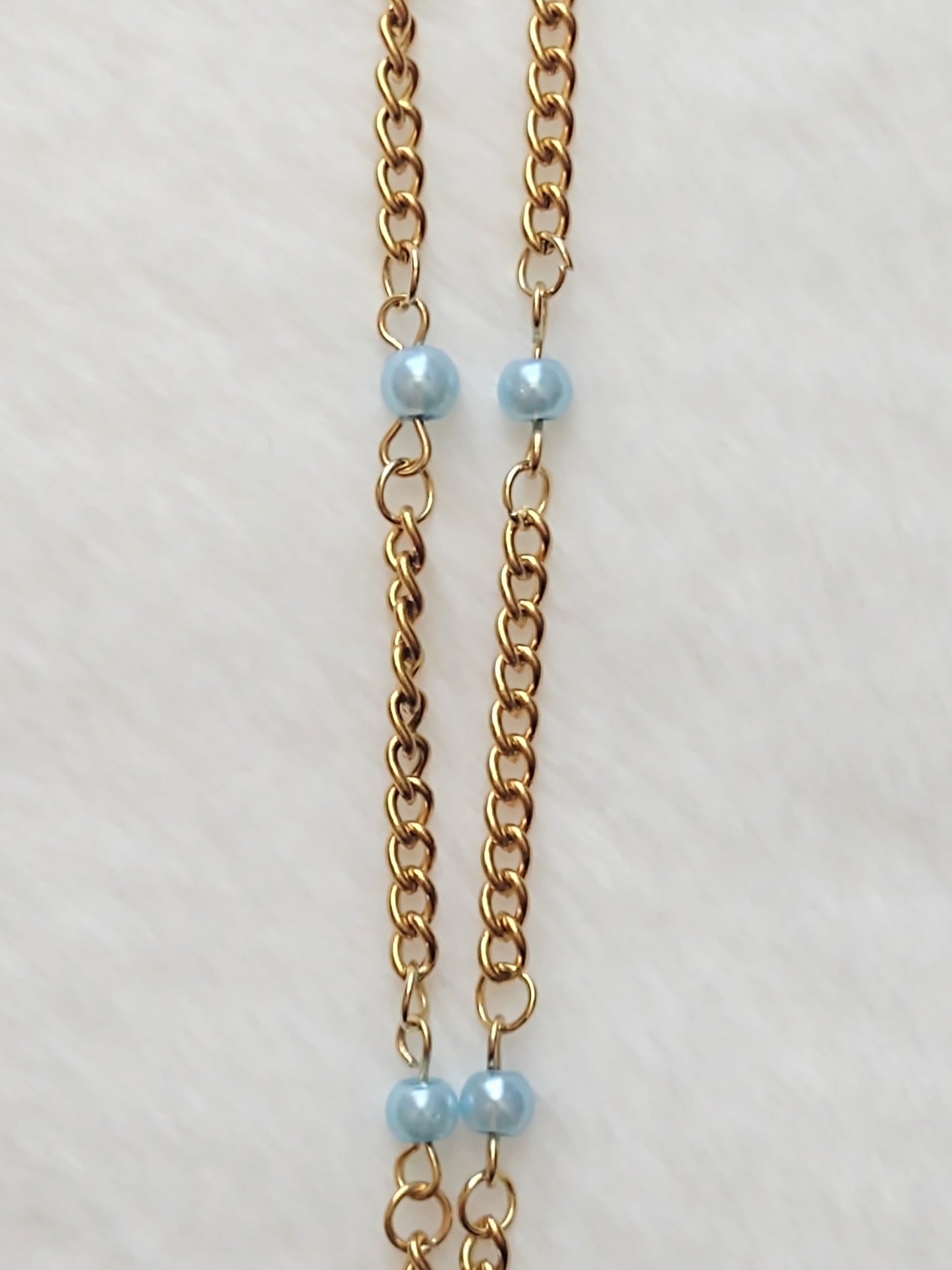 "Ice Pearls" Gold Stainless Steel Pendant Necklace