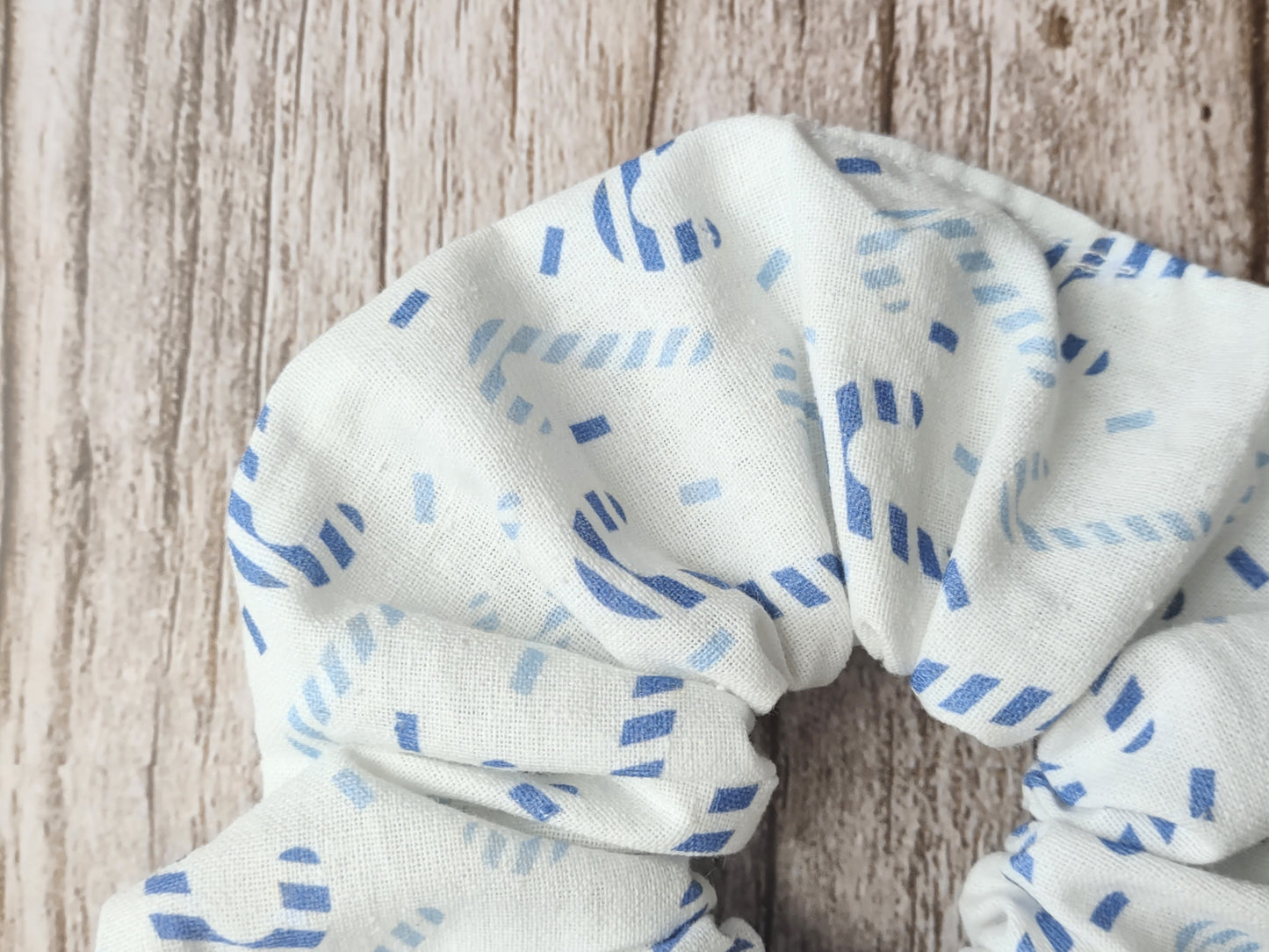 "Frosty Canes" White Cotton Candy Cane Print Hair Scrunchie (Limited)