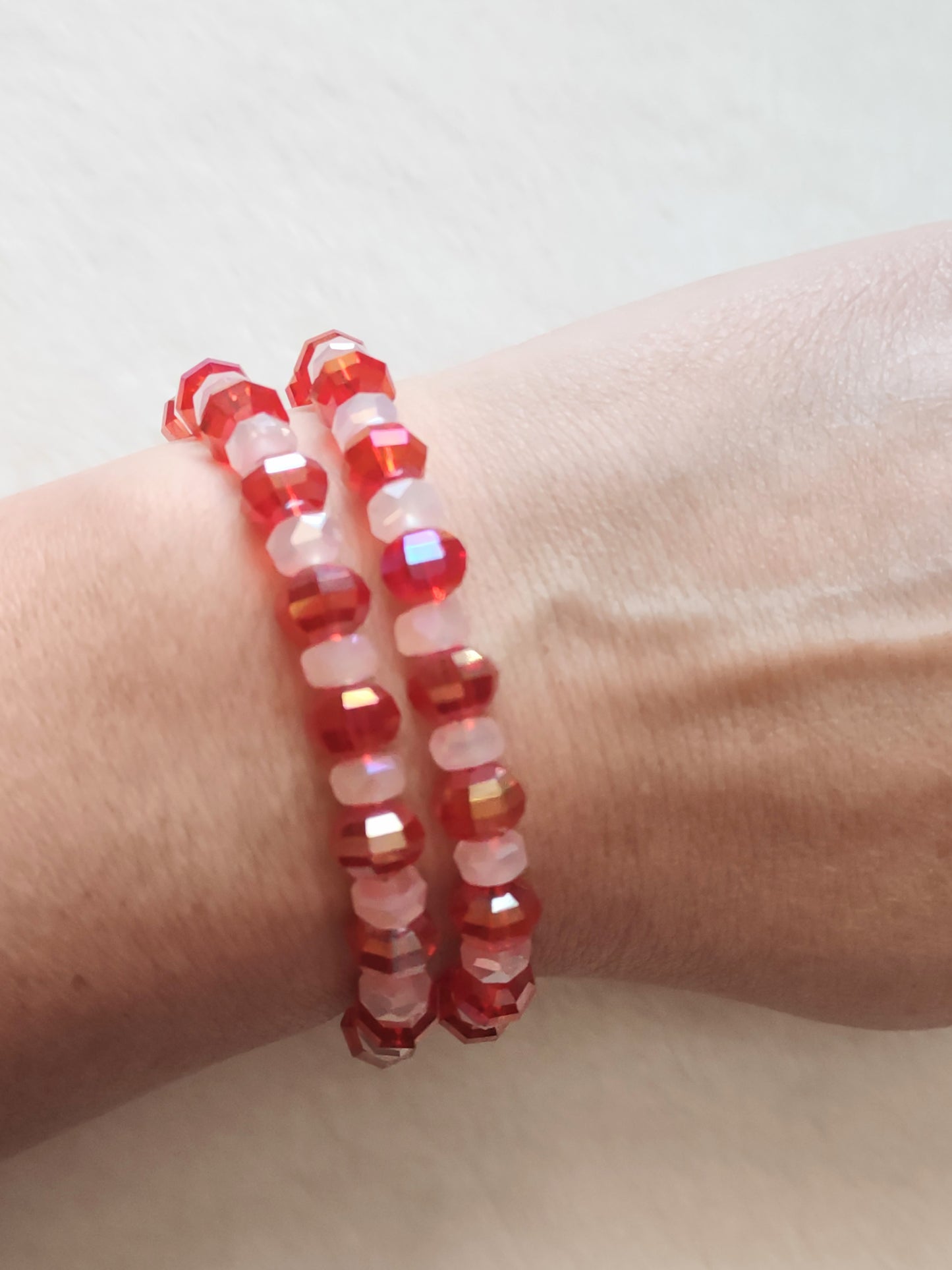 "Peppermint Twist" Glass Beaded 2 Strand Christmas Bracelet