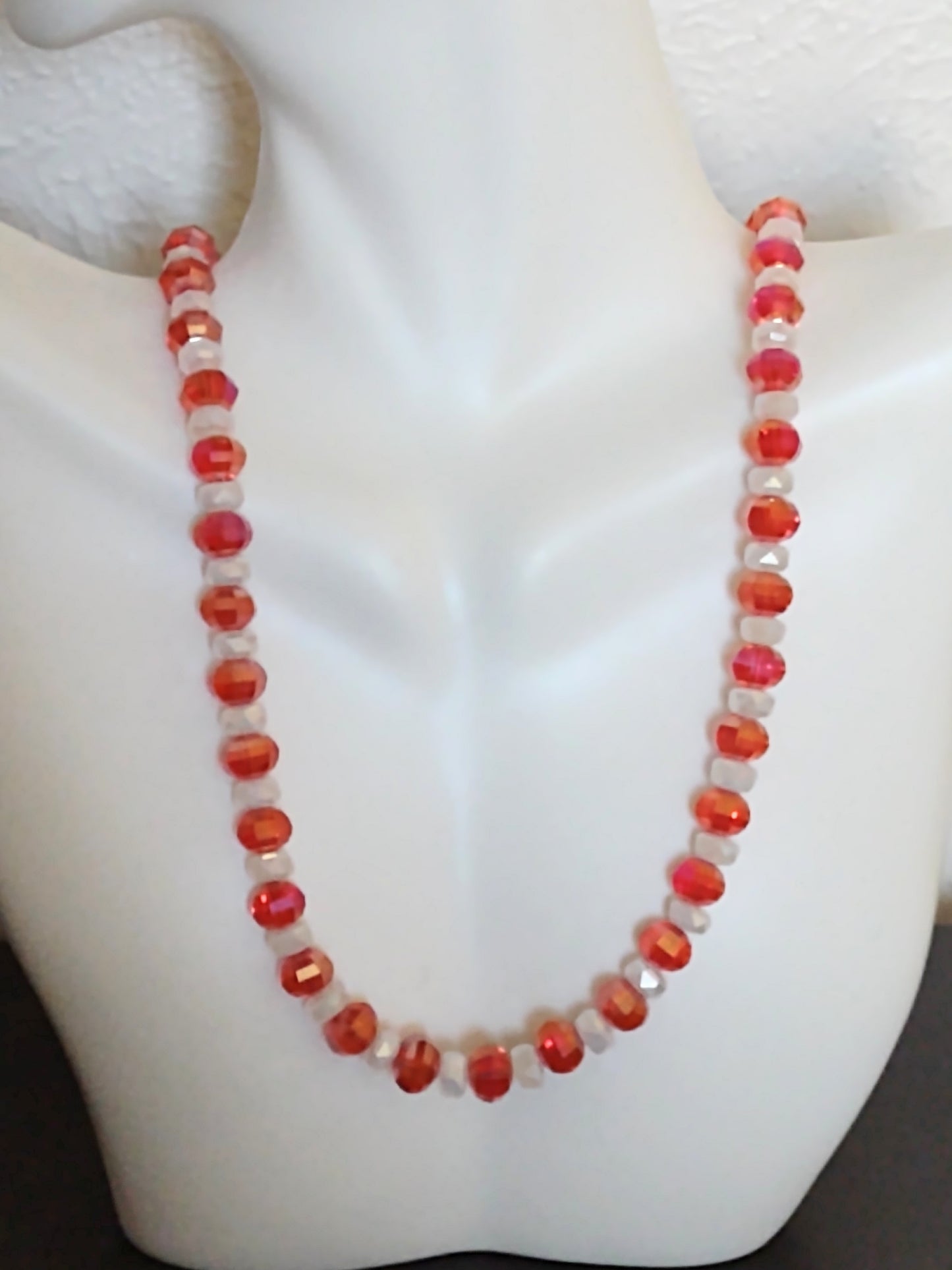 "Peppermint Twist" Glass Beaded Christmas Necklace