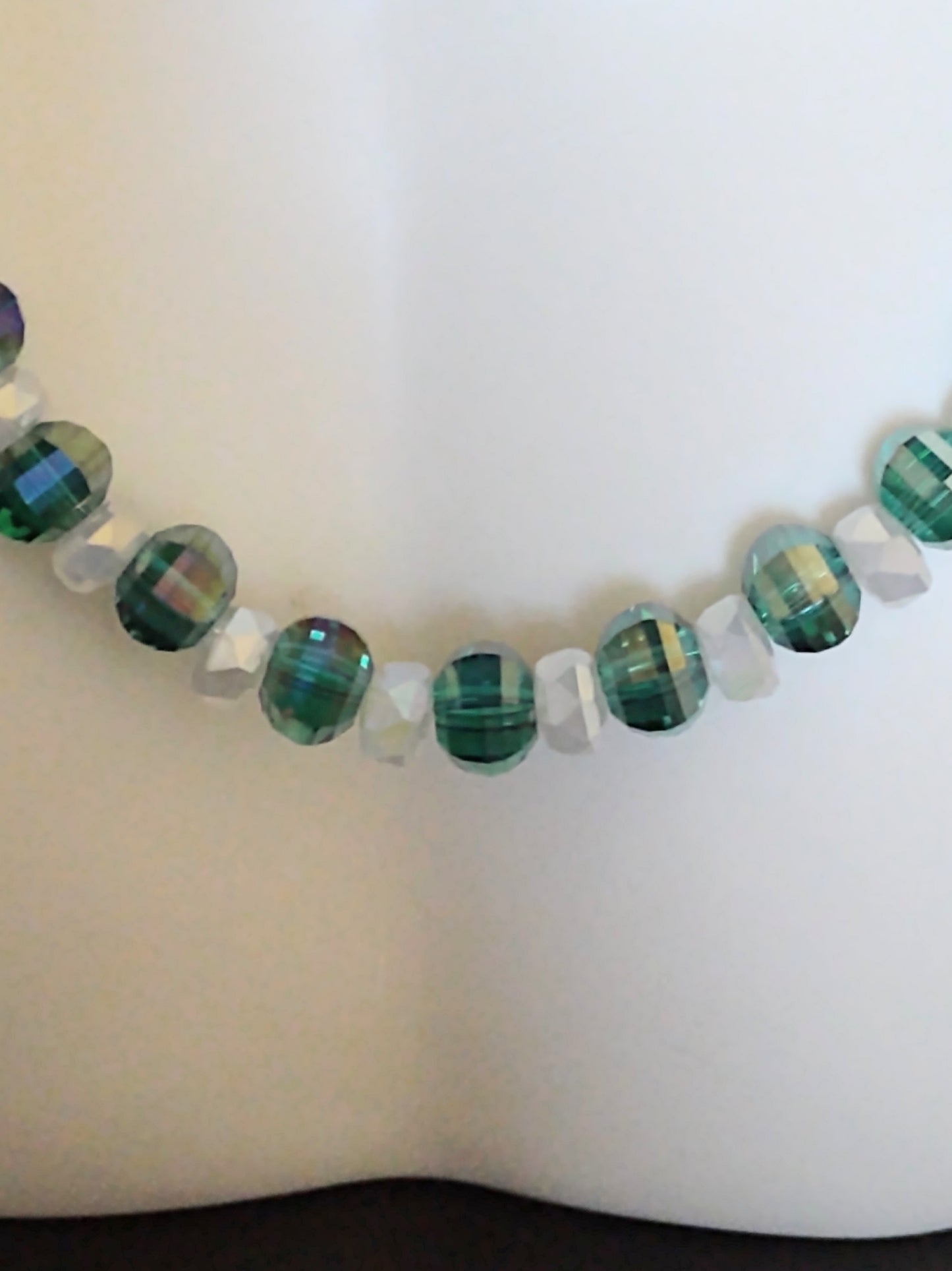 "Peppermint Twist" Glass Beaded Christmas Necklace