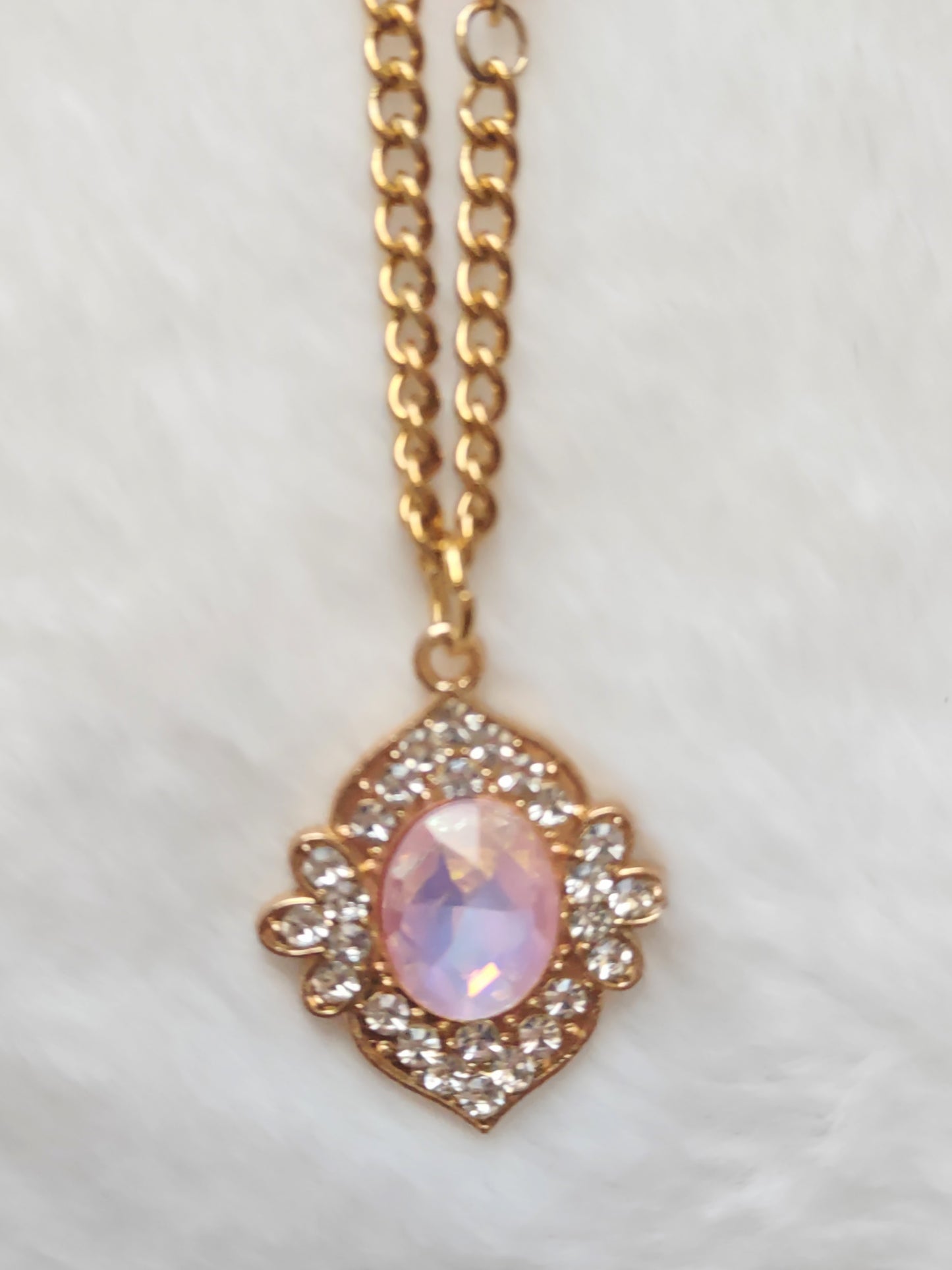 "Ice Pearls" Gold Stainless Steel Pendant Necklace