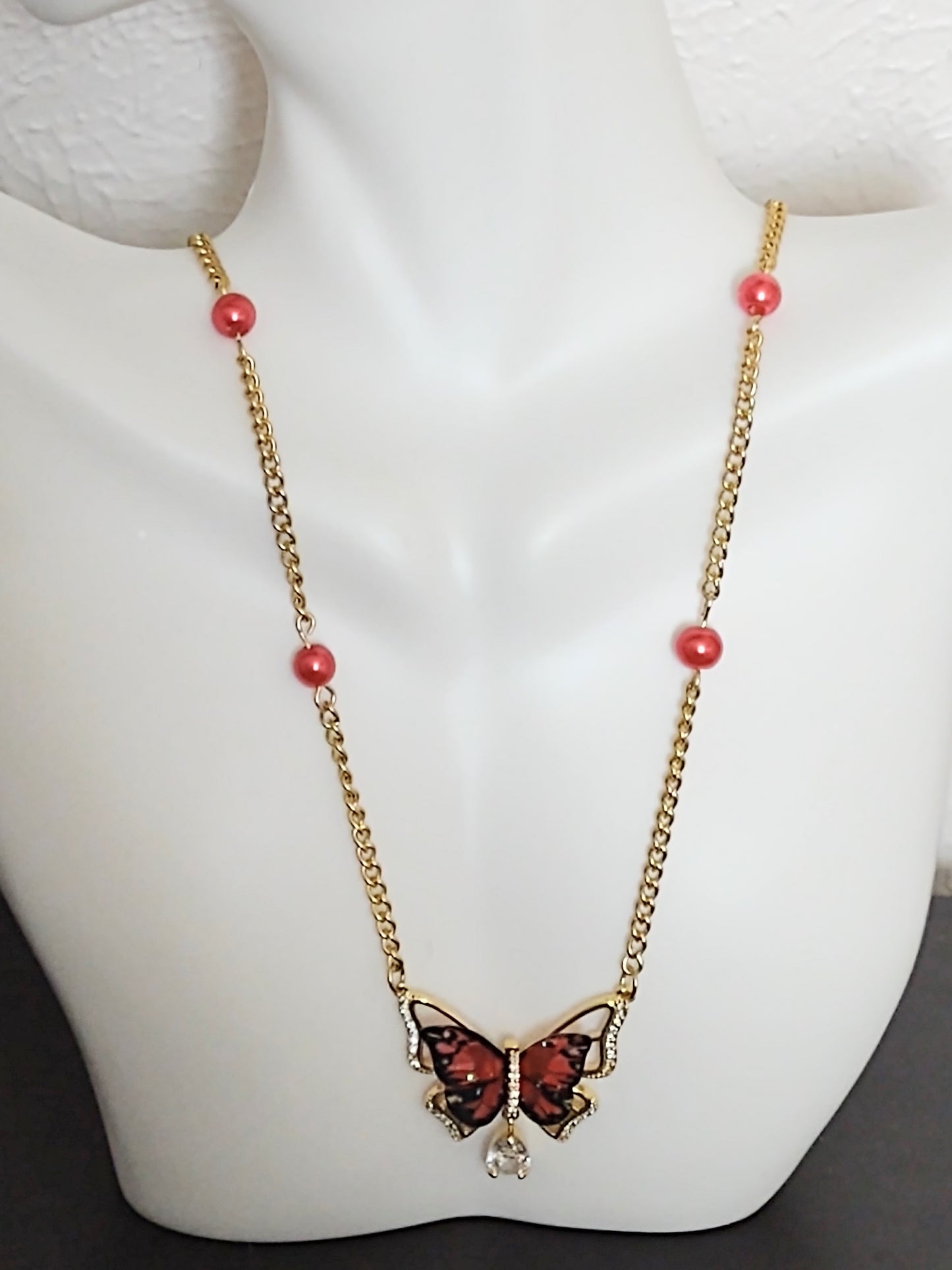 "Romantic Butterfly" Gold Stainless Steel Butterfly Necklace