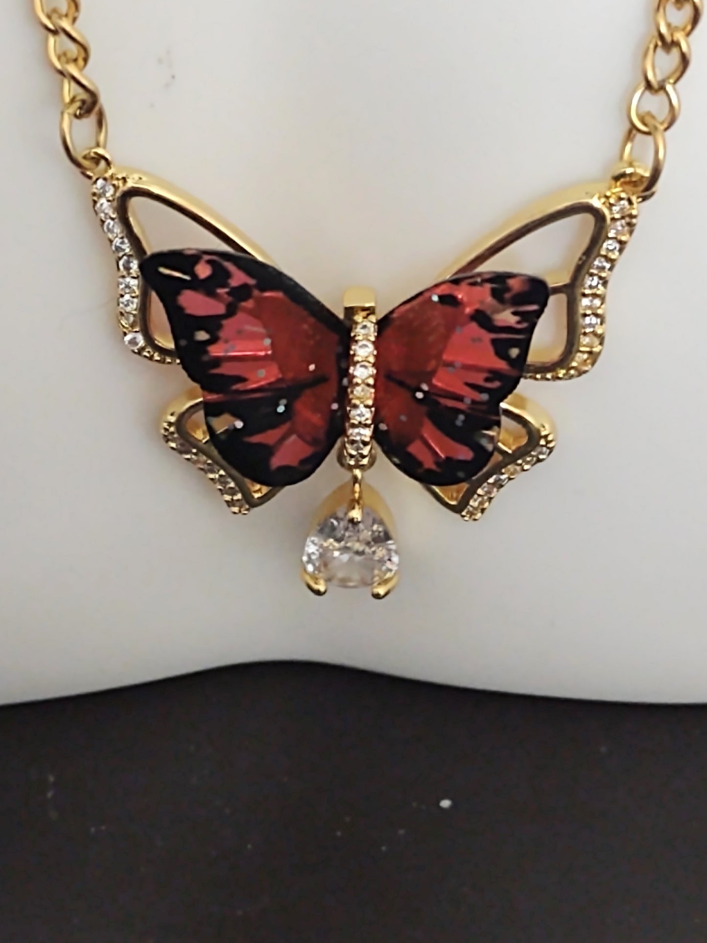 "Romantic Butterfly" Gold Stainless Steel Butterfly Necklace