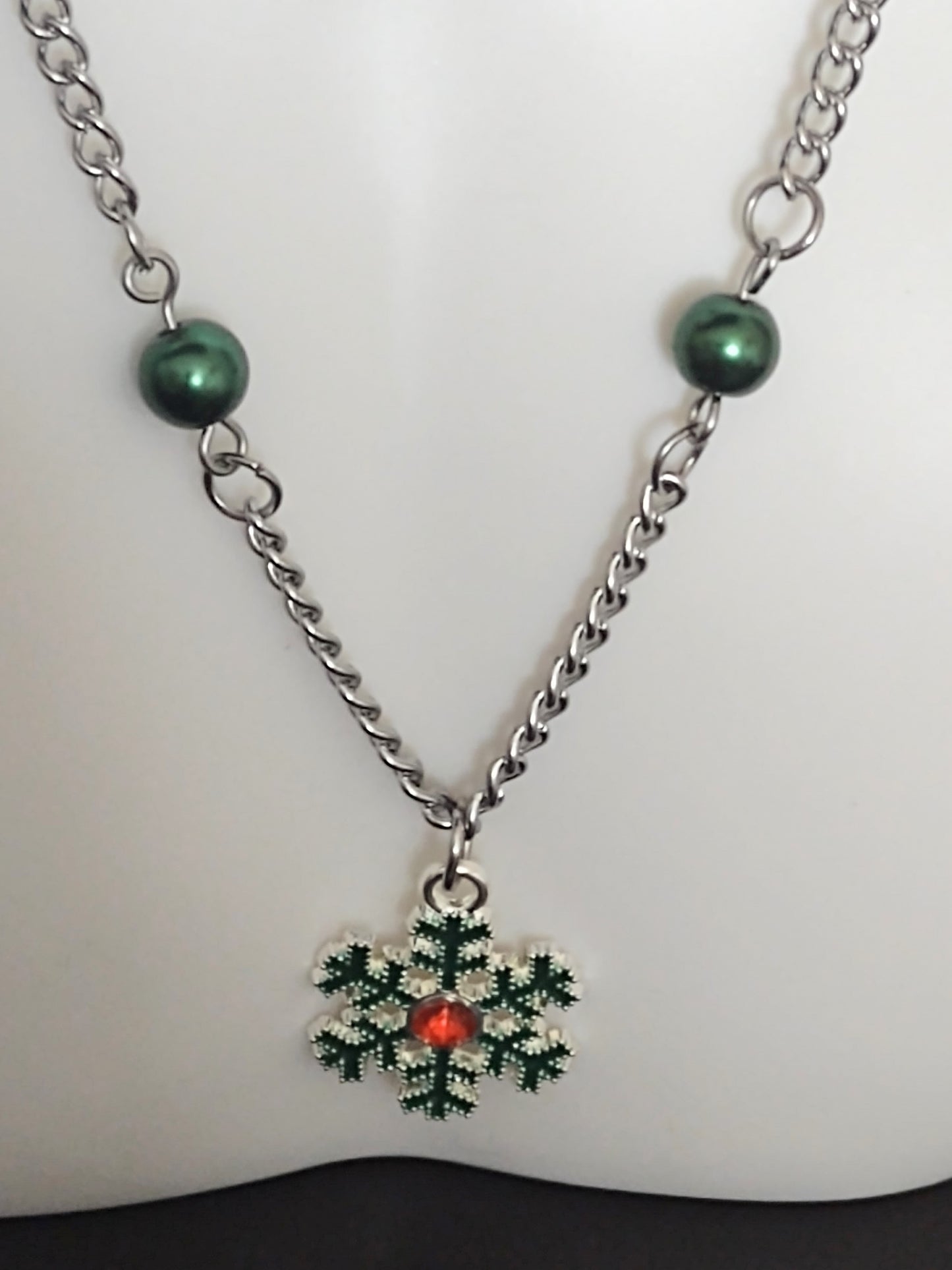 "Holiday Snowflake" Silver Stainless Steel Snowflake Necklace