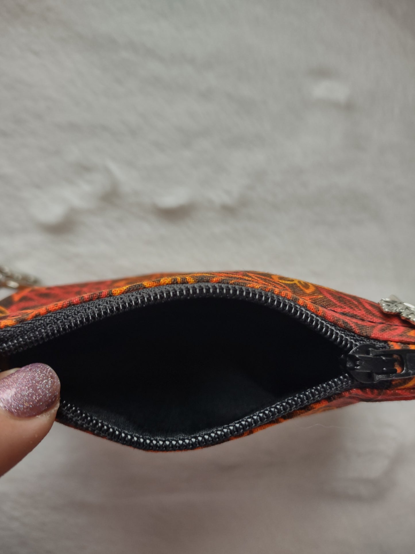 "Fall Leaves" Black Fall Leaf Keychain Coin Purse