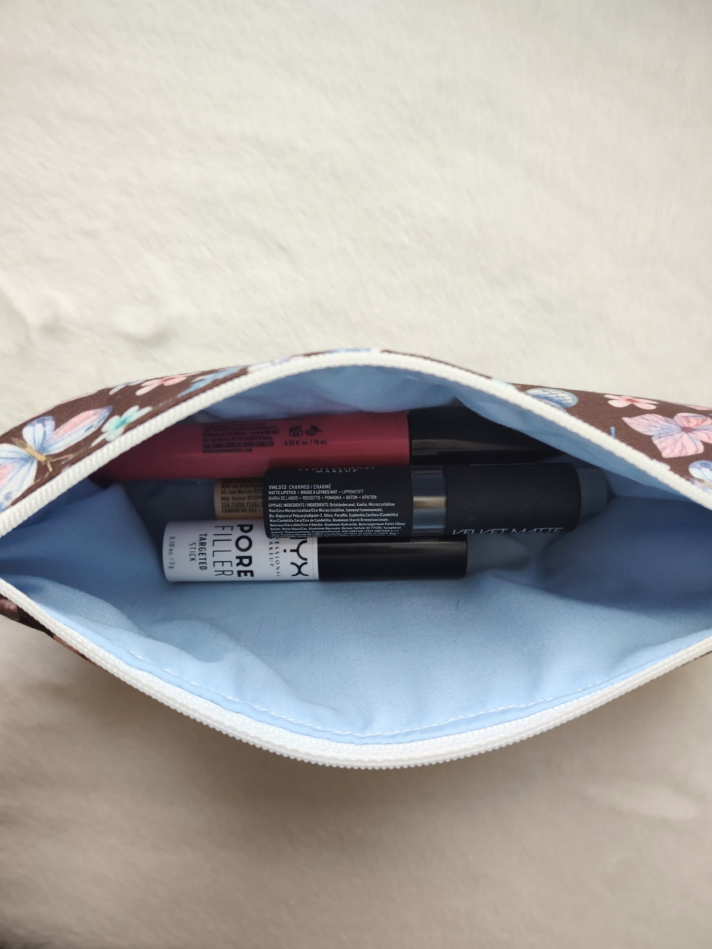 "Fall Leaves" Black Cotton Fall Leaf Print Make-Up Bag