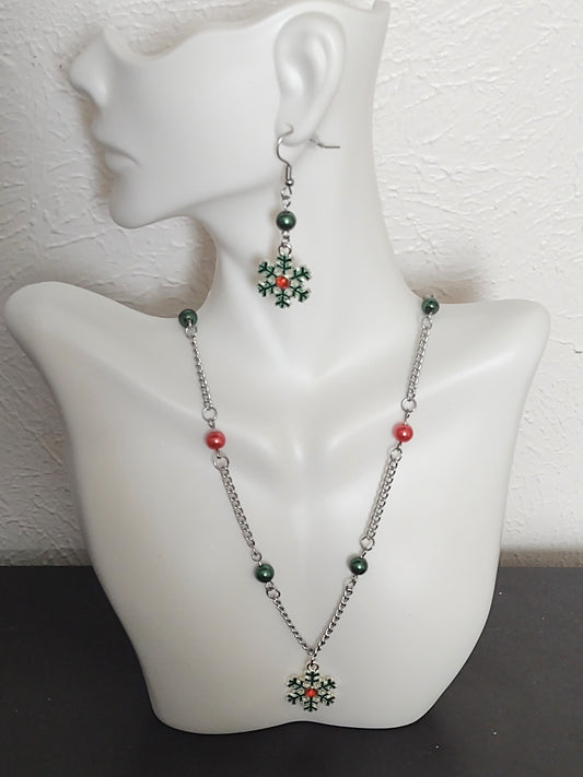 "Holiday Snowflake" Silver Stainless Steel Snowflake Necklace