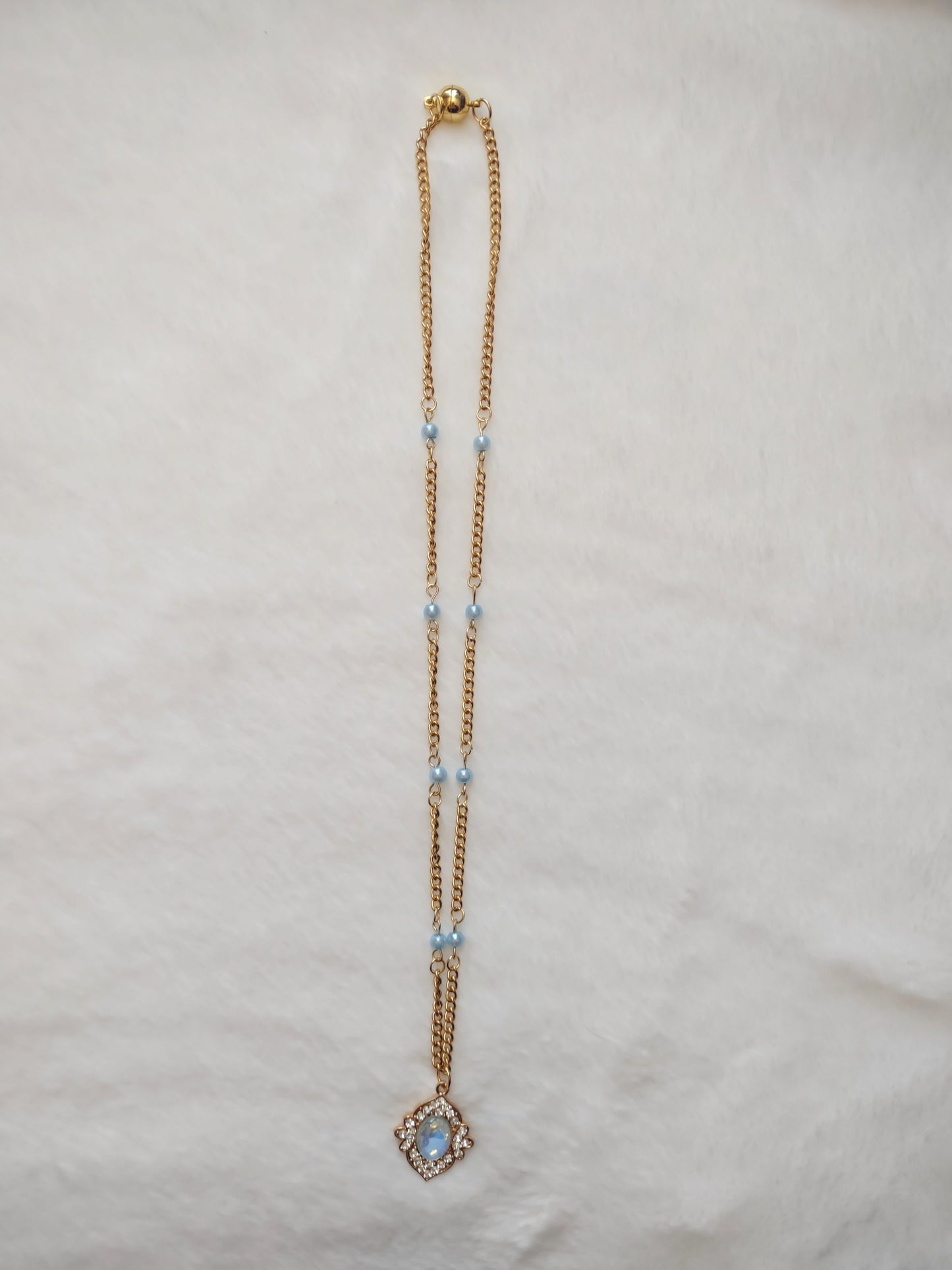 "Ice Pearls" Gold Stainless Steel Pendant Necklace