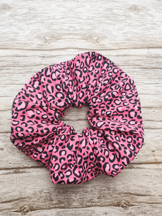 "Magenta Leopard" Pink Leopard Print Hair Scrunchie