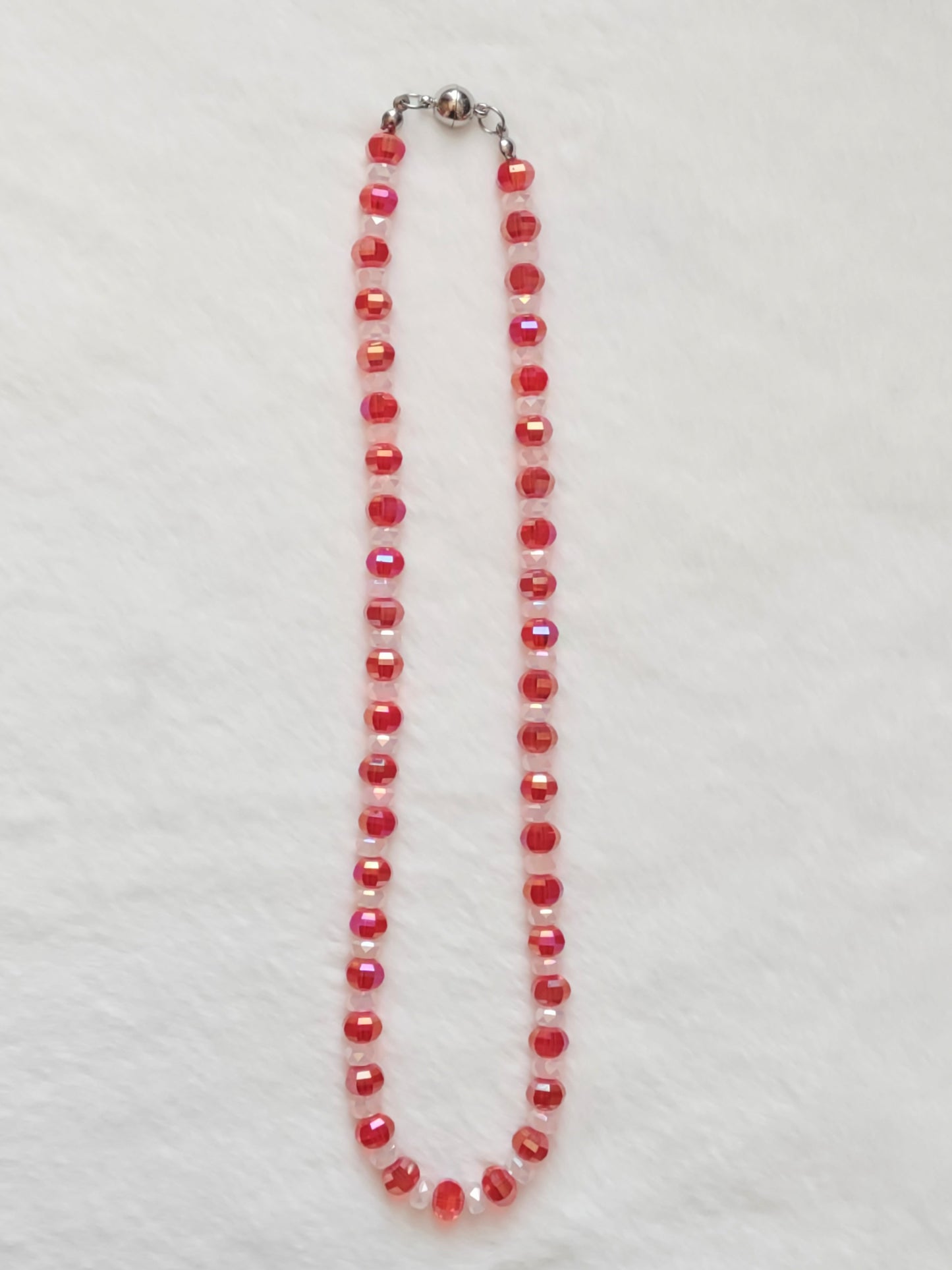 "Peppermint Twist" Glass Beaded Christmas Necklace