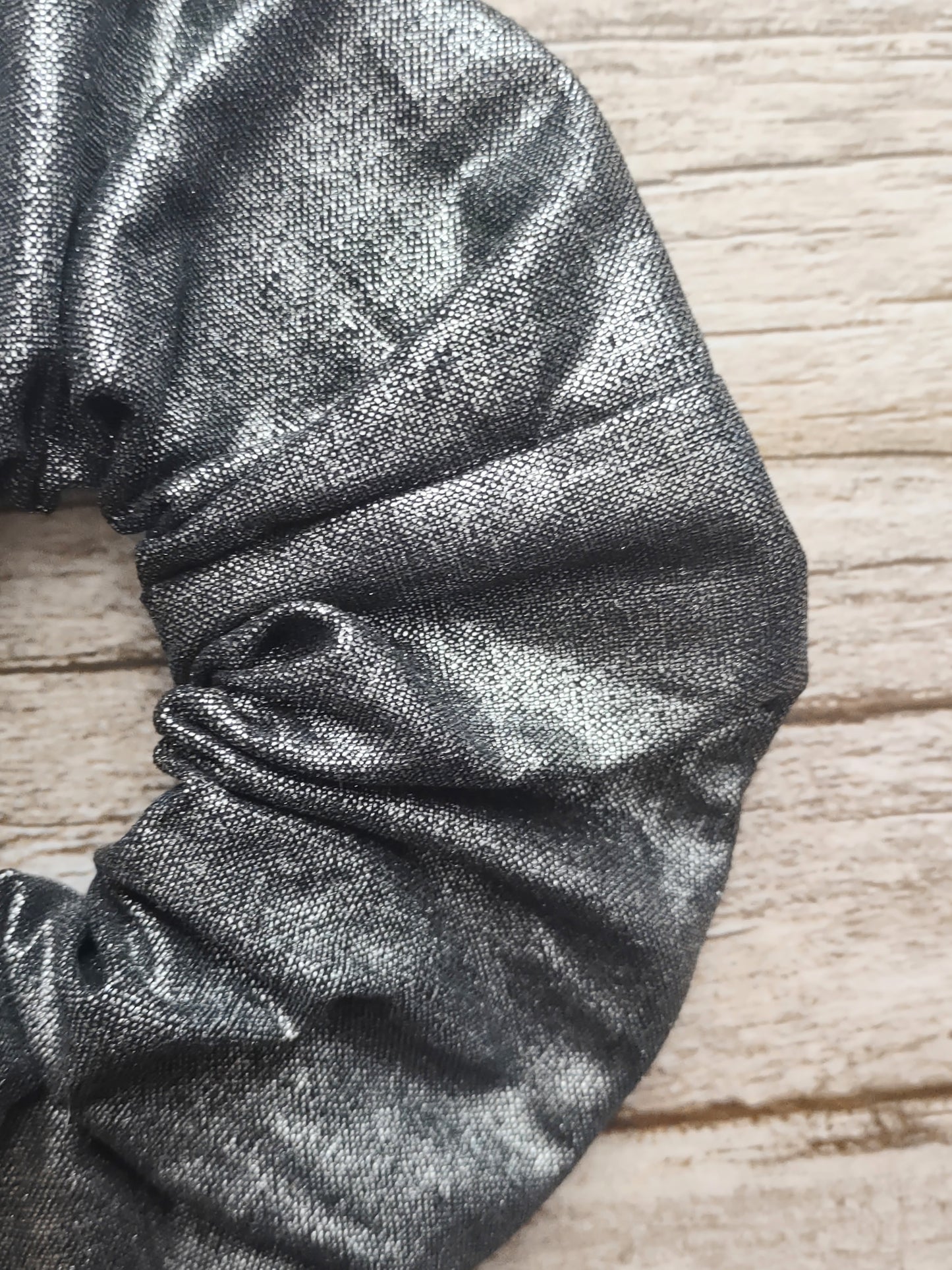 "Metallic Midnight" Metallic Black Cotton Hair Scrunchie