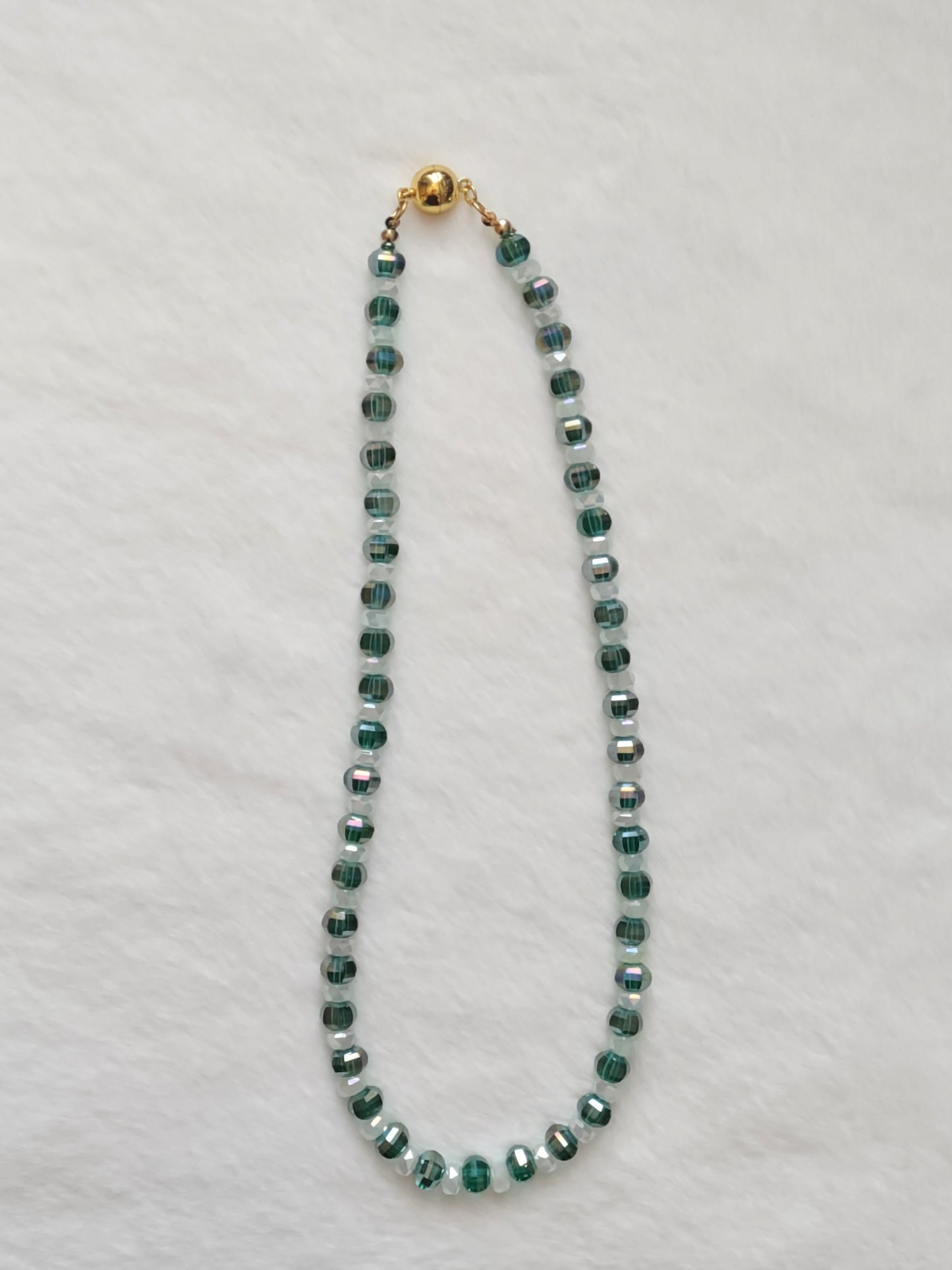 "Peppermint Twist" Glass Beaded Christmas Necklace