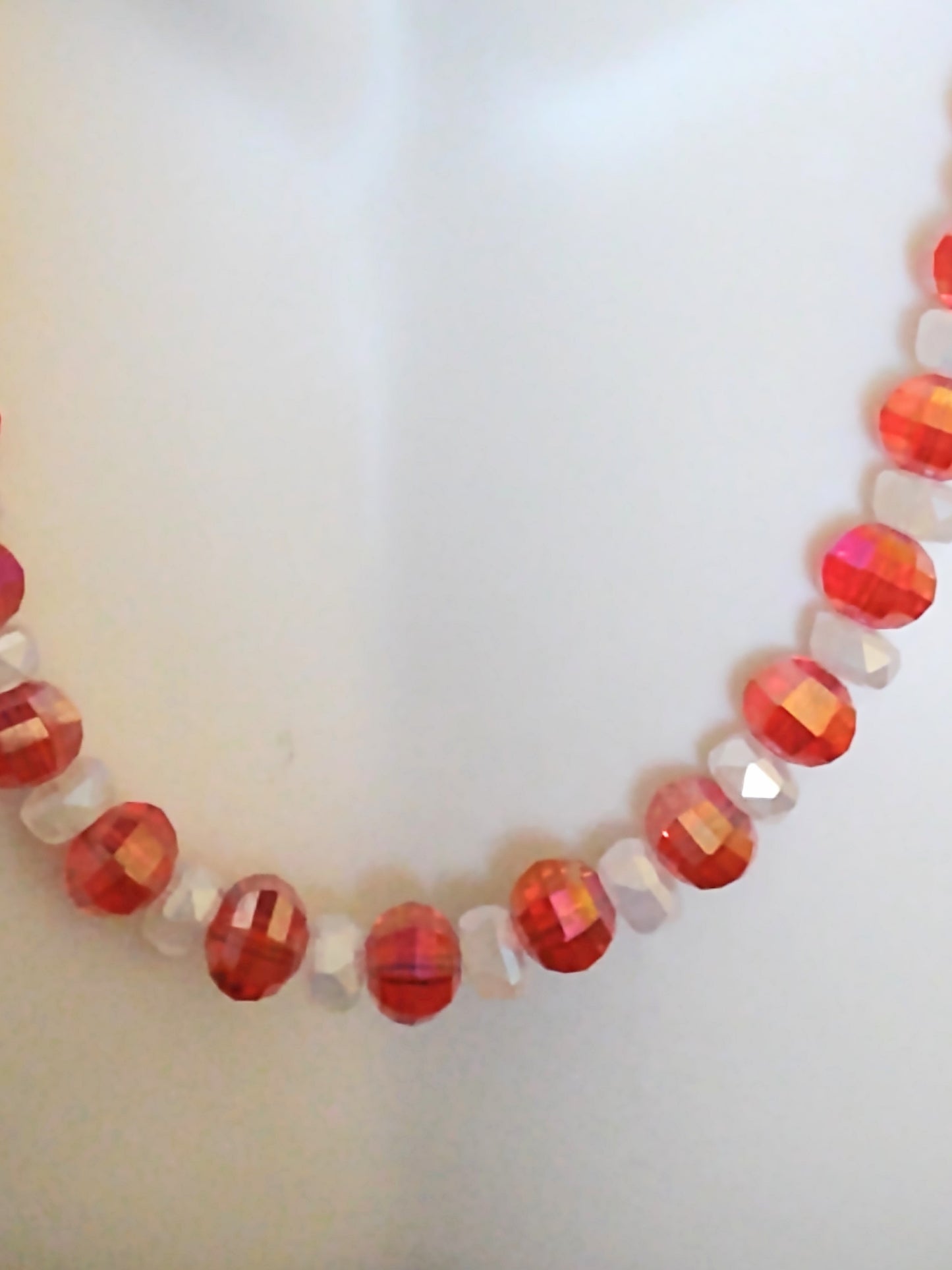 "Peppermint Twist" Glass Beaded Christmas Necklace