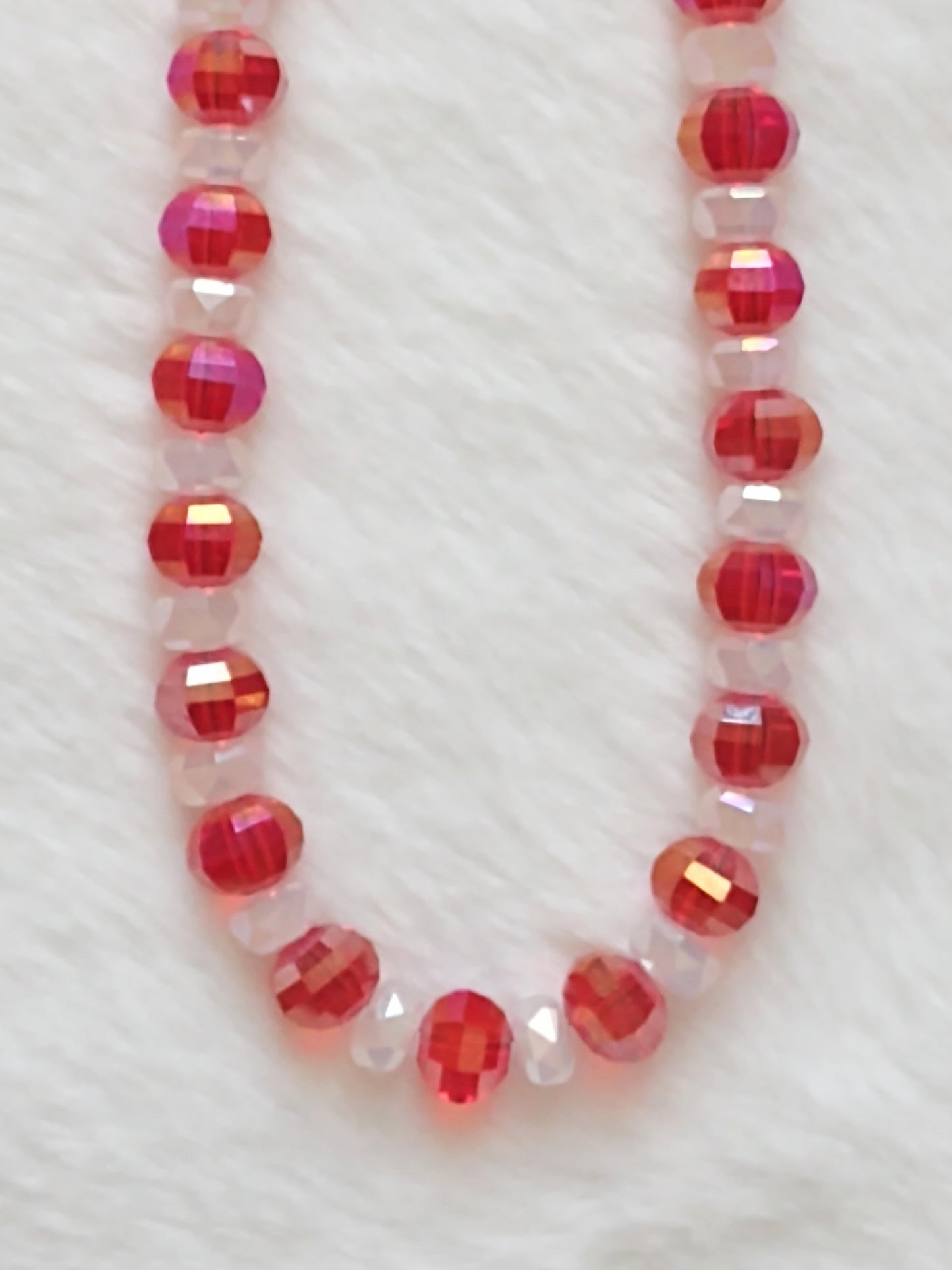 "Peppermint Twist" Glass Beaded Christmas Necklace