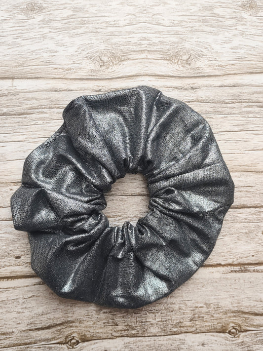 "Metallic Midnight" Metallic Black Cotton Hair Scrunchie