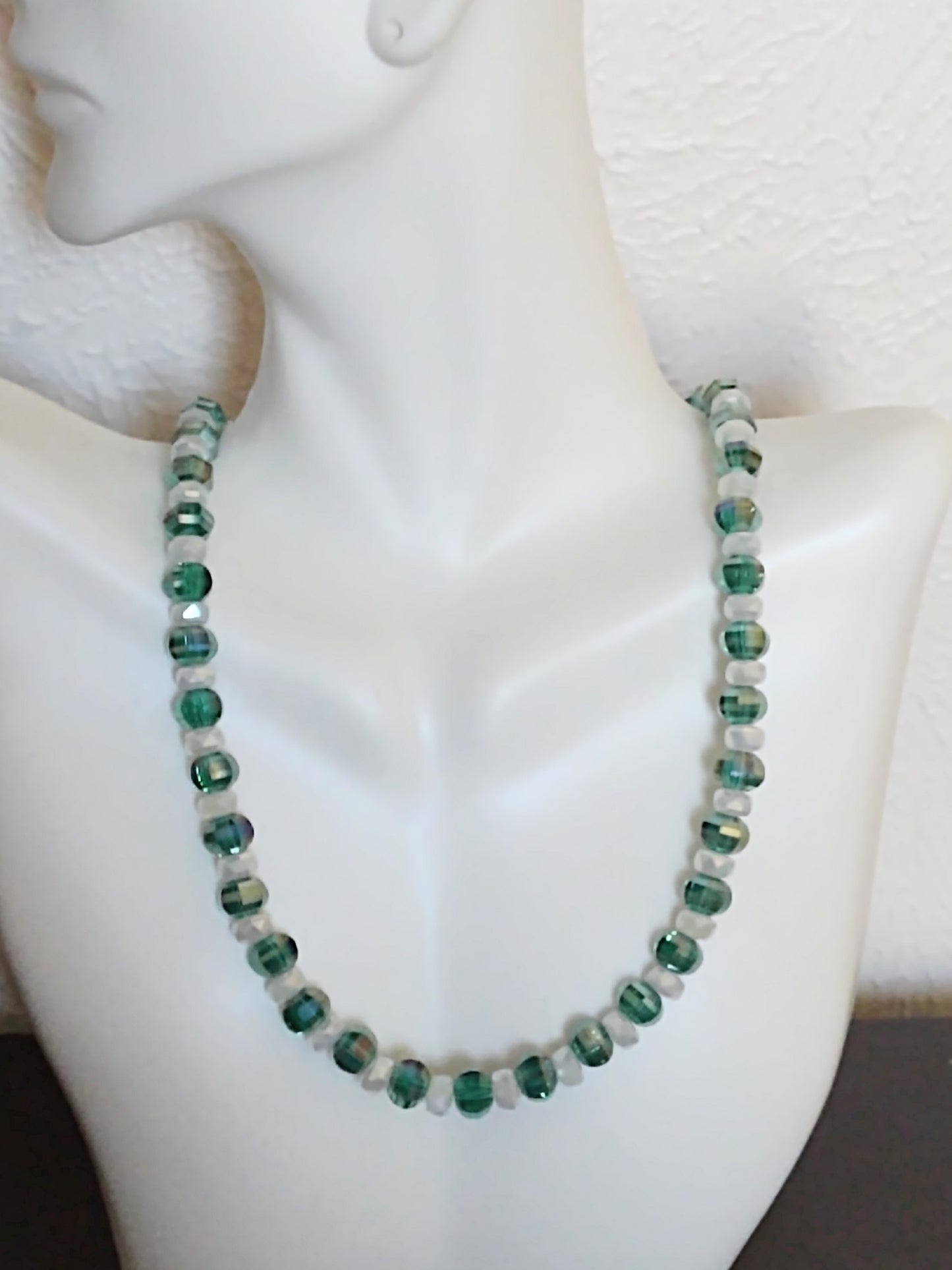 "Peppermint Twist" Glass Beaded Christmas Necklace