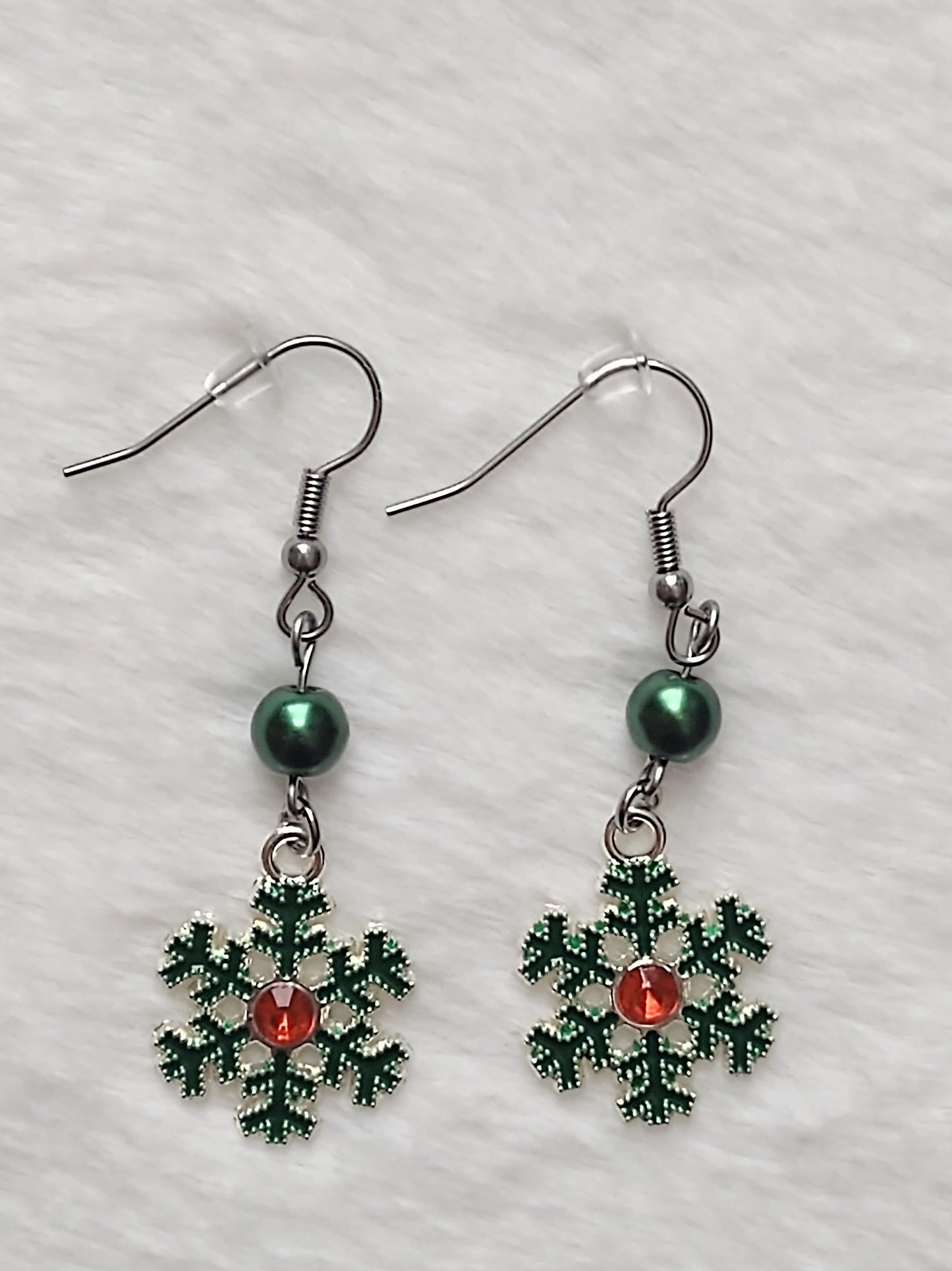 "Holiday Snowflake" Silver Stainless Steel Snowflake Earrings