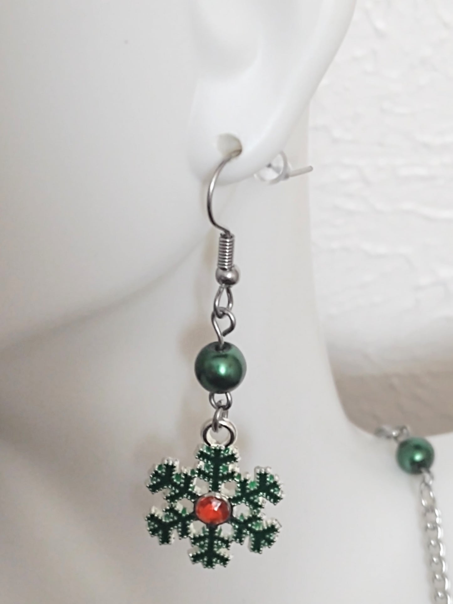 "Holiday Snowflake" Silver Stainless Steel Snowflake Earrings