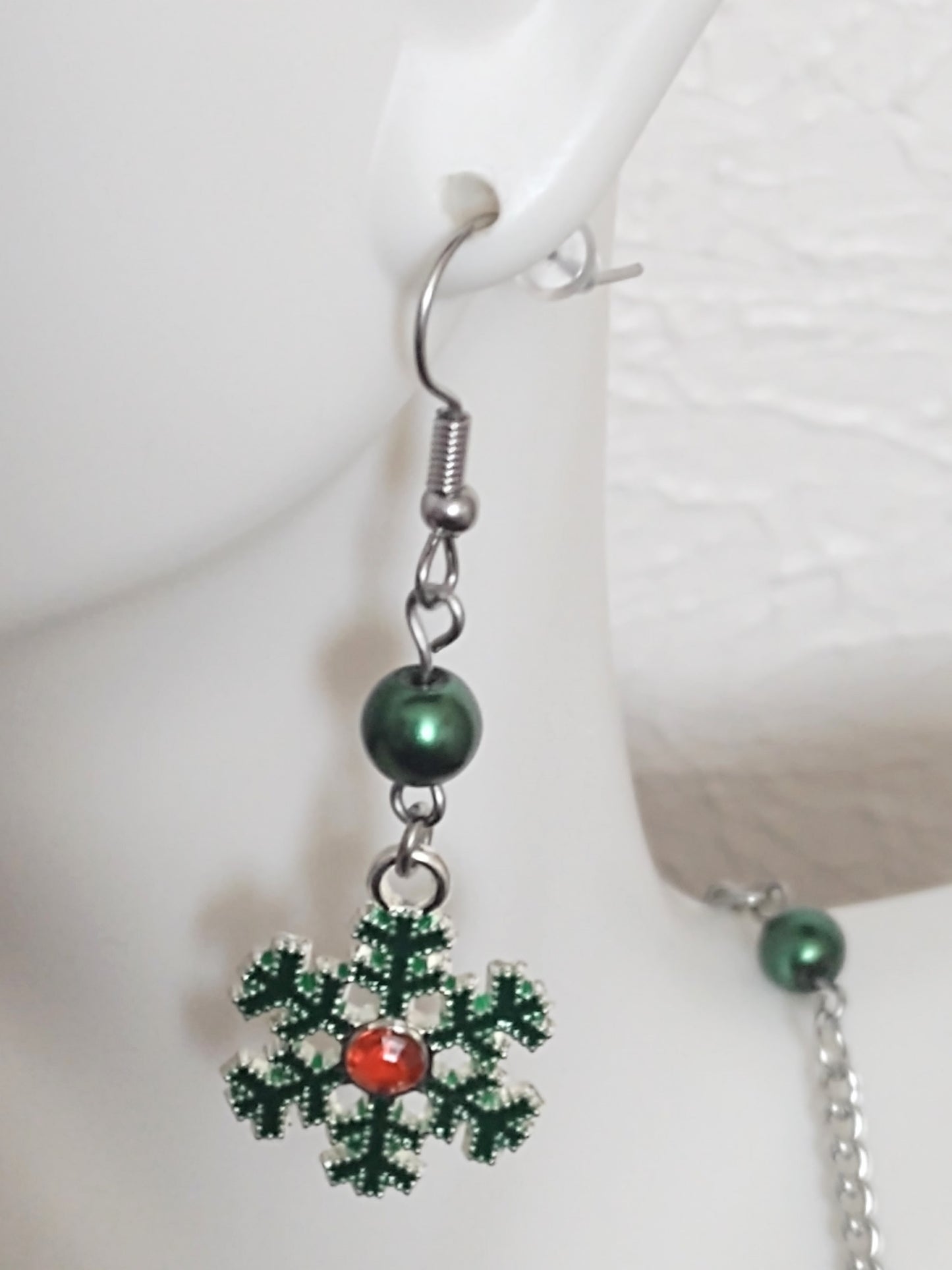 "Holiday Snowflake" Silver Stainless Steel Snowflake Earrings