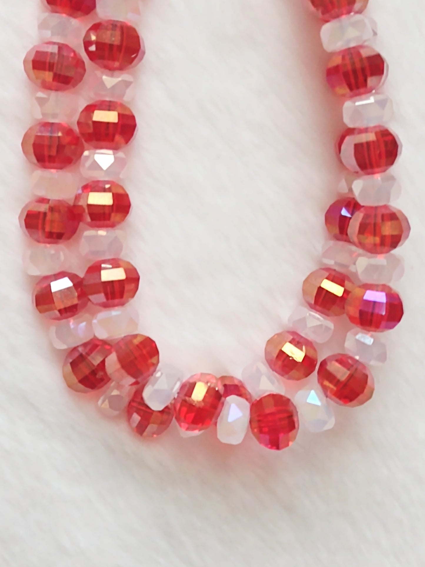"Peppermint Twist" Glass Beaded 2 Strand Christmas Bracelet