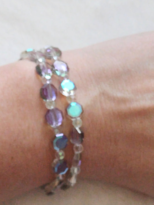 "Aurora" AB Glass Beaded 2 Strand Bracelet