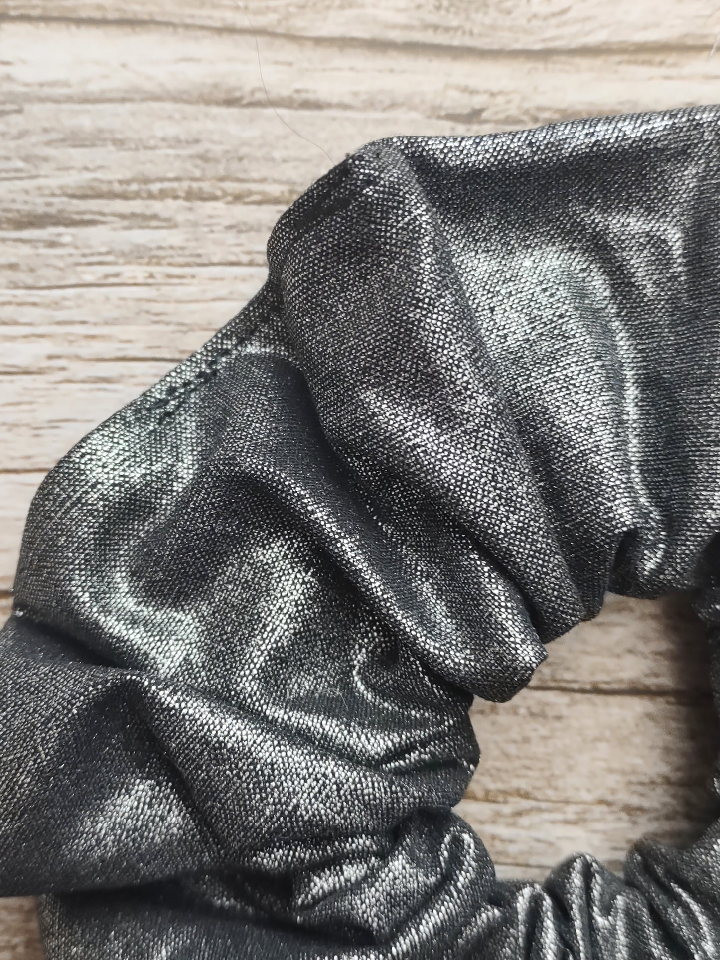 "Metallic Midnight" Metallic Black Cotton Hair Scrunchie