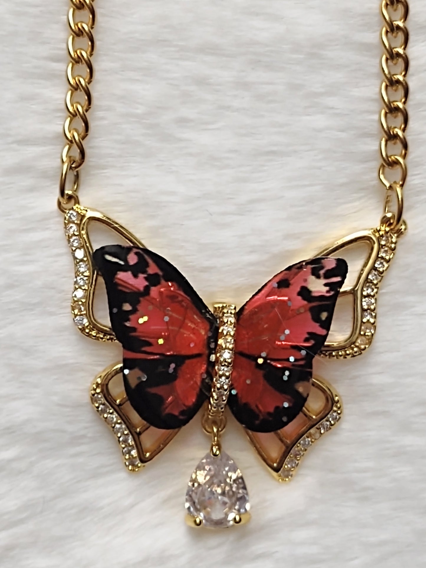 "Romantic Butterfly" Gold Stainless Steel Butterfly Necklace