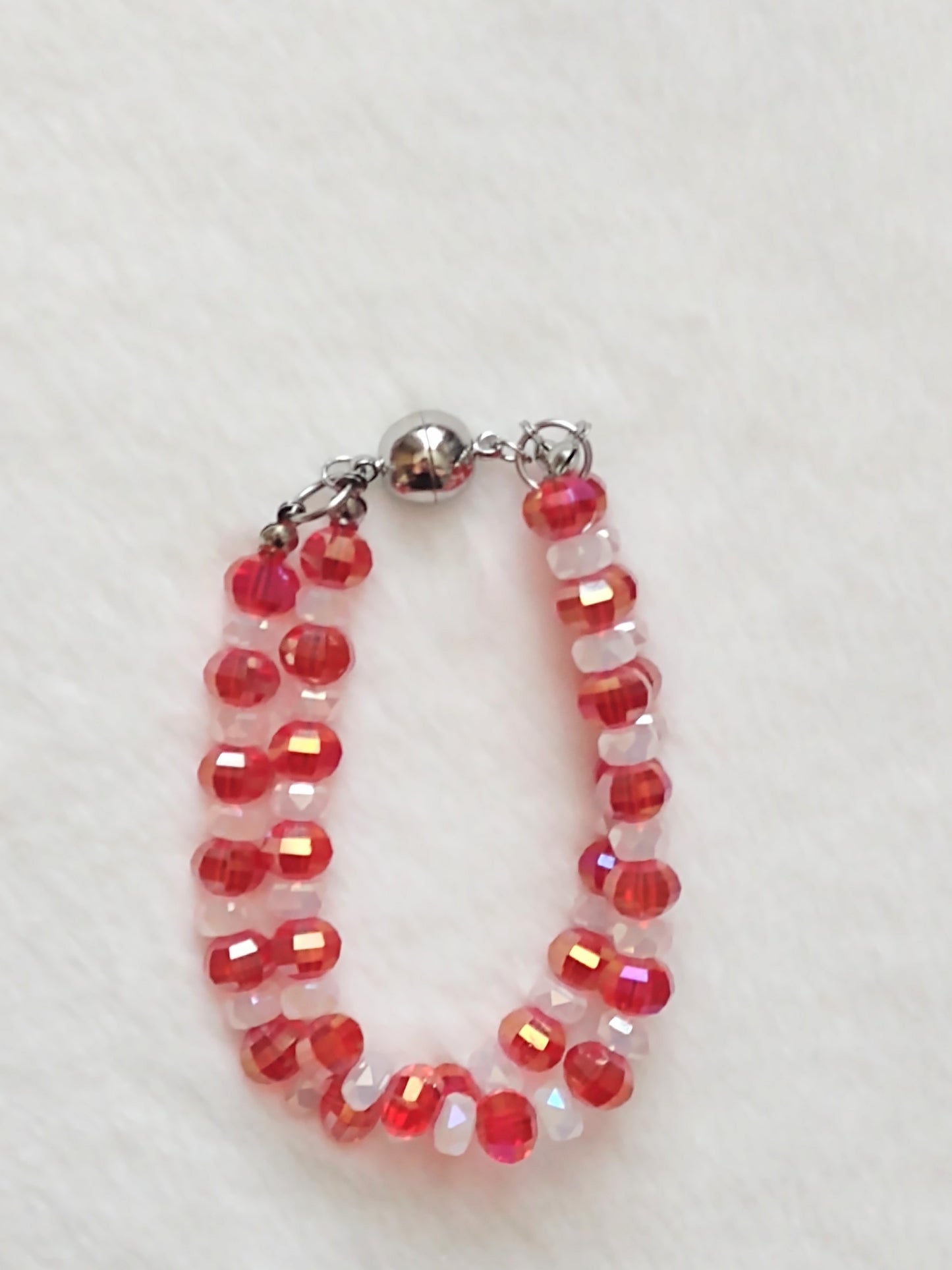 "Peppermint Twist" Glass Beaded 2 Strand Christmas Bracelet