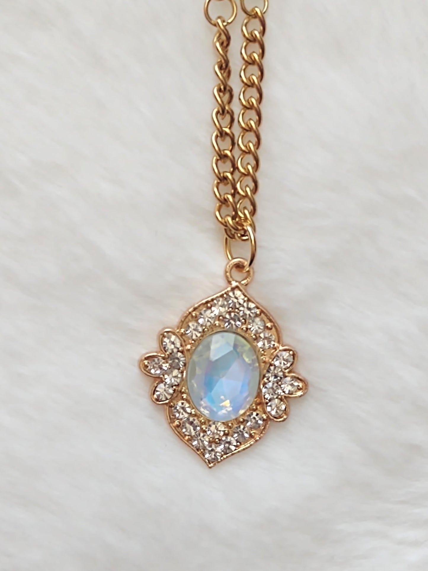 "Ice Pearls" Gold Stainless Steel Pendant Necklace