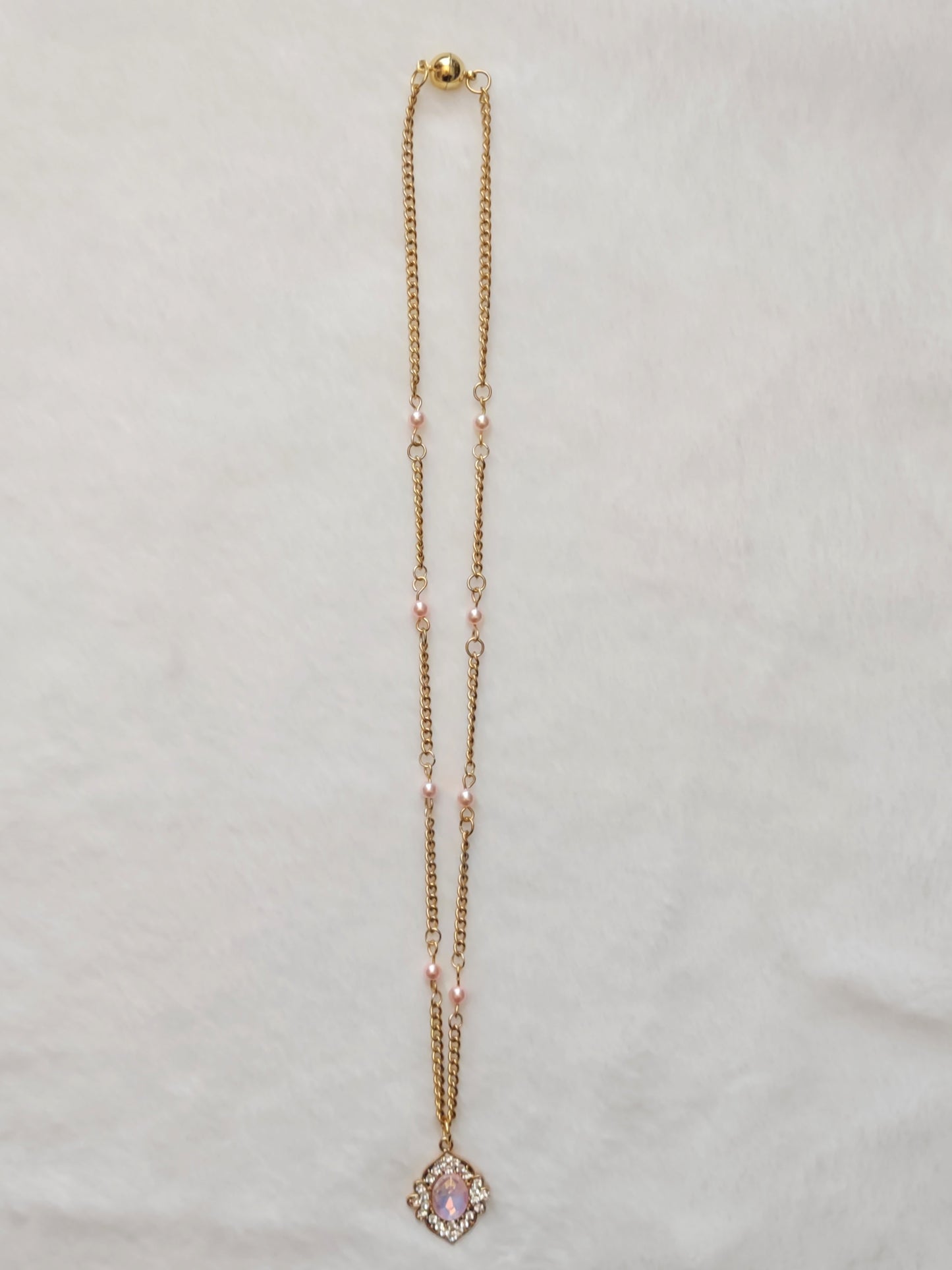 "Ice Pearls" Gold Stainless Steel Pendant Necklace