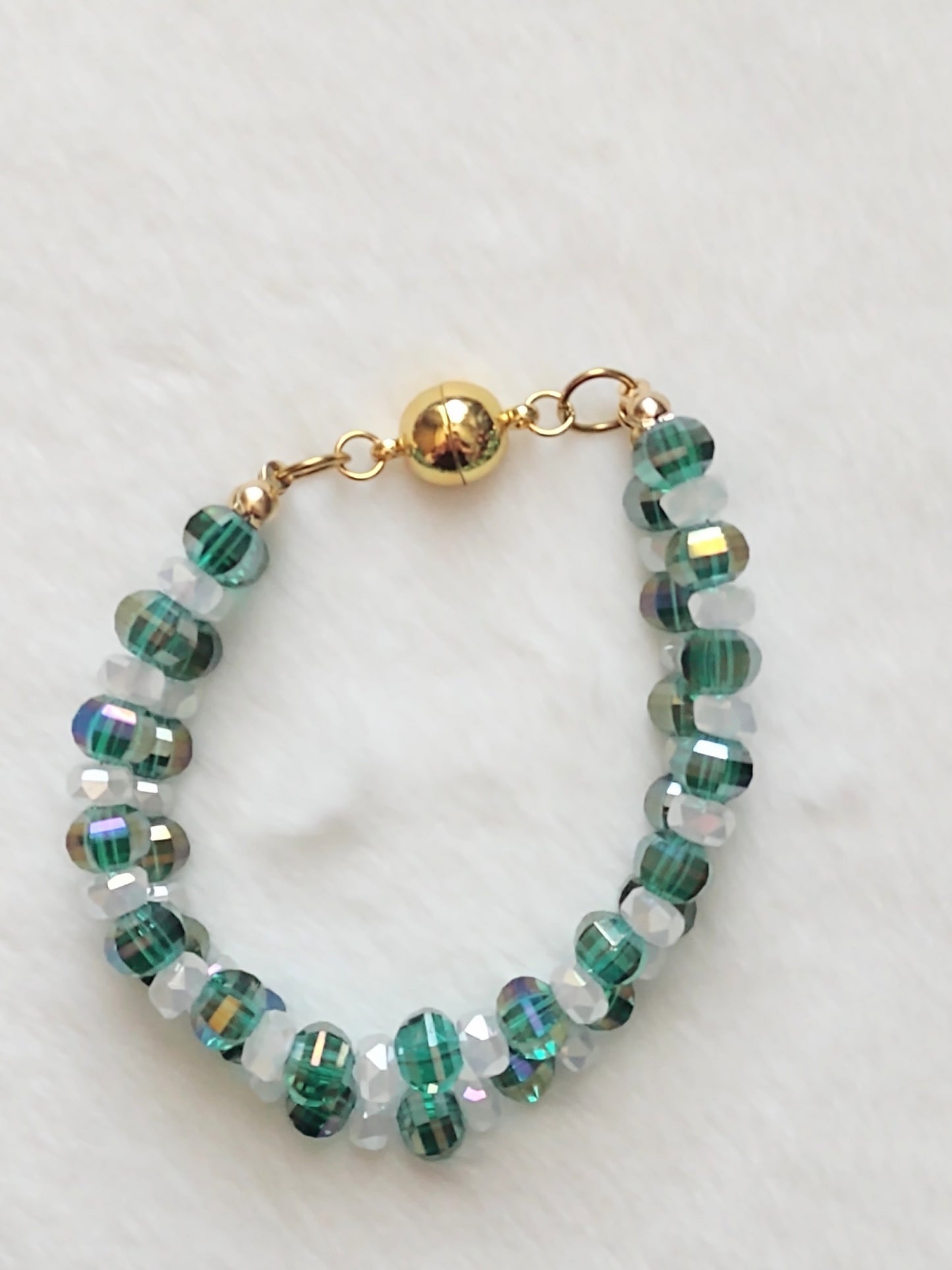 "Peppermint Twist" Glass Beaded 2 Strand Christmas Bracelet