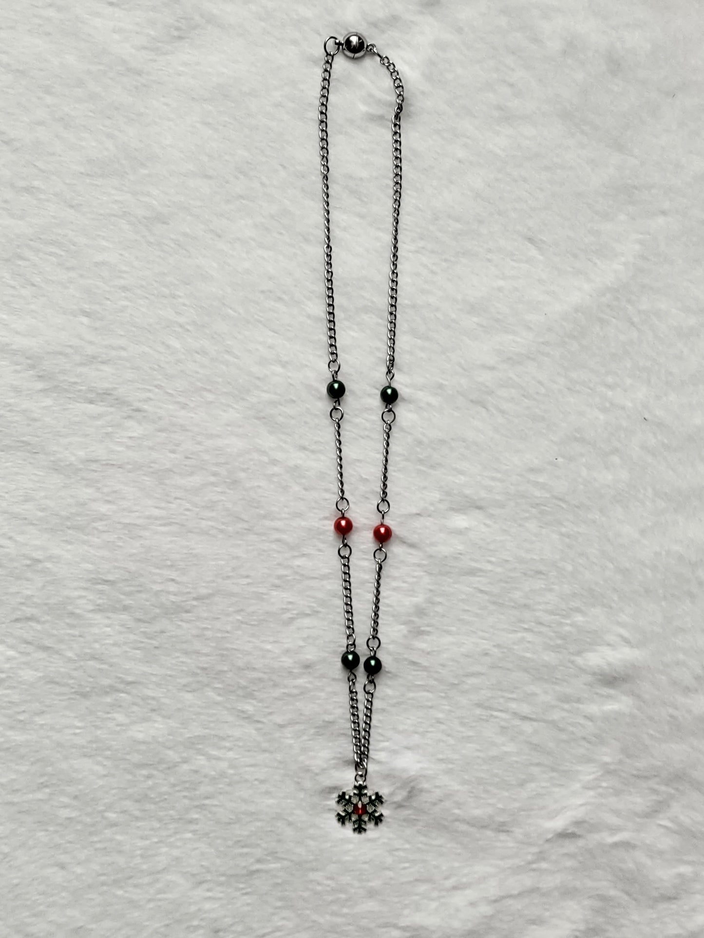 "Holiday Snowflake" Silver Stainless Steel Snowflake Necklace