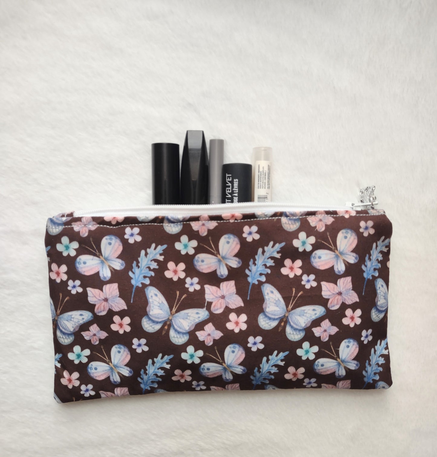 "Fall Leaves" Black Cotton Fall Leaf Print Make-Up Bag