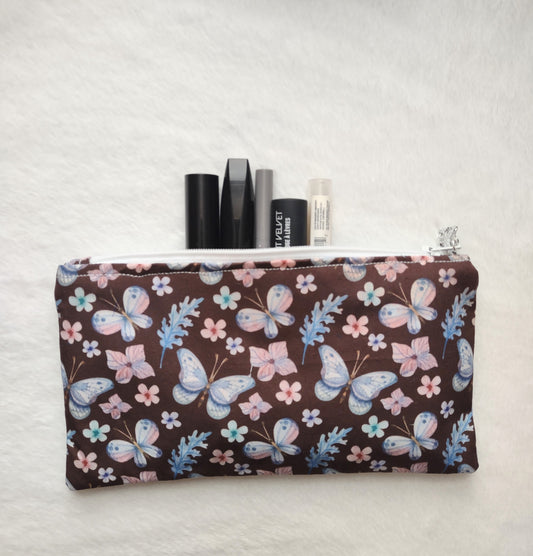 "Fall Leaves" Black Cotton Fall Leaf Print Make-Up Bag