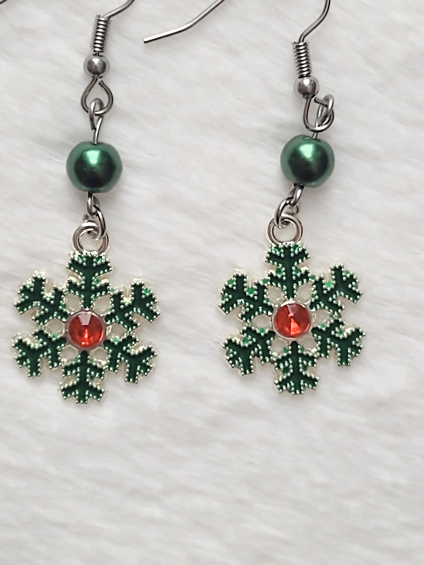 "Holiday Snowflake" Silver Stainless Steel Snowflake Earrings