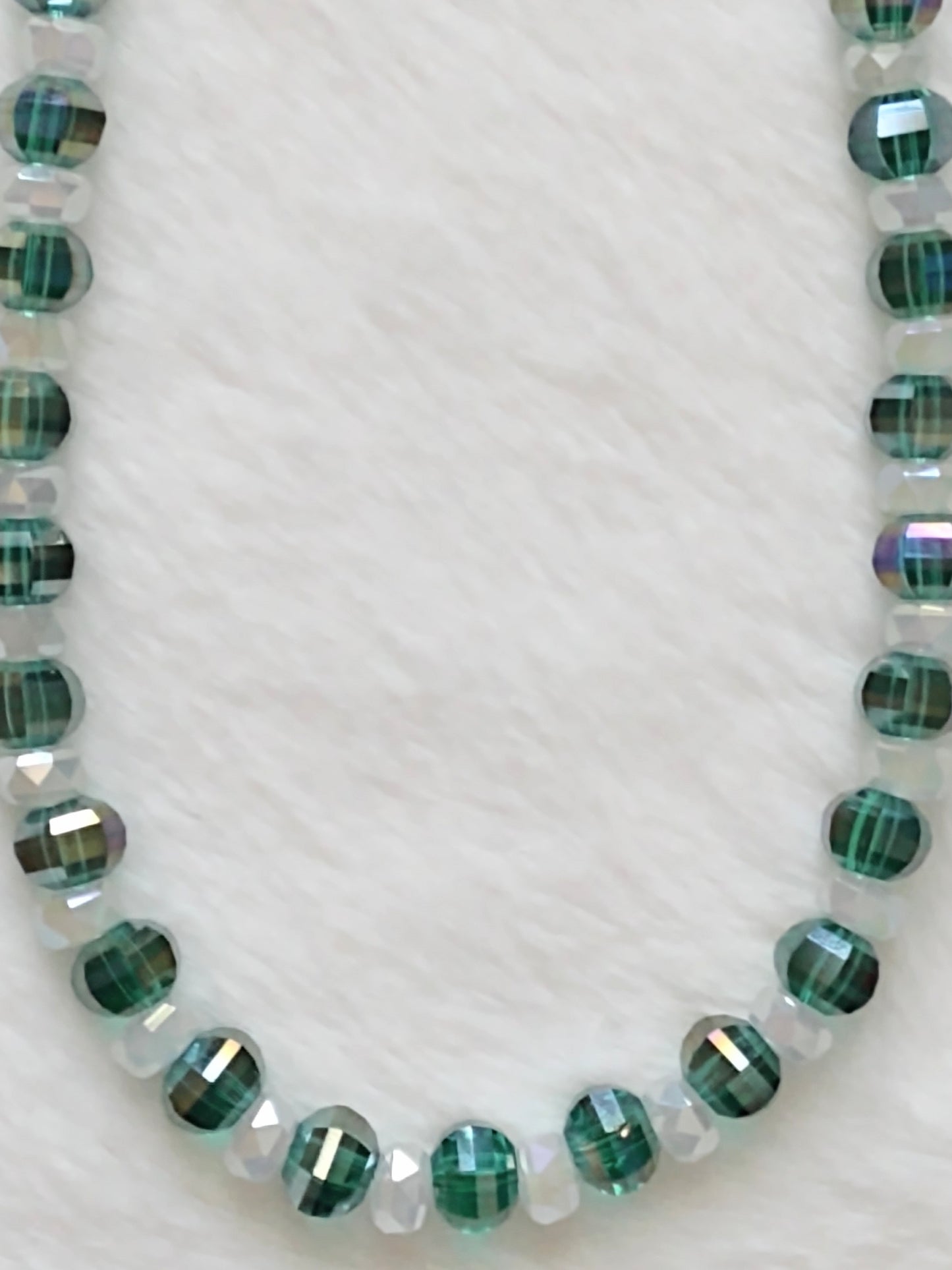 "Peppermint Twist" Glass Beaded Christmas Necklace